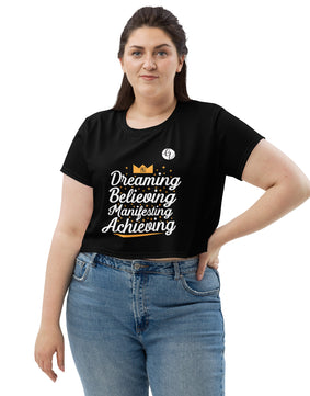 Dreaming believing All-Over Print Crop Tee