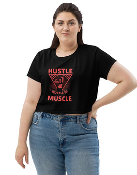 Hustle Muscle All-Over Print Crop Tee