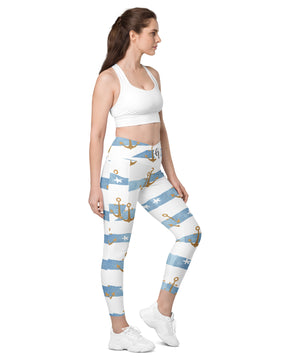 Anchor stripes  Crossover leggings with pockets