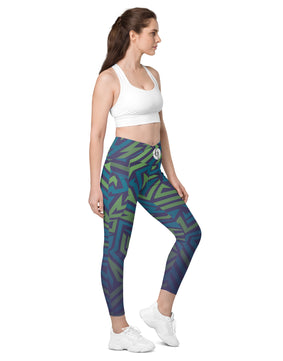 Cross blue line Crossover leggings with pockets