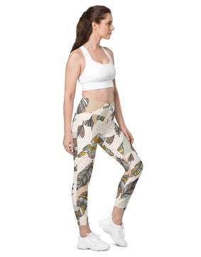 Feather Crossover leggings with pockets