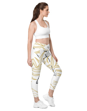 Palm leaves Crossover leggings with pockets