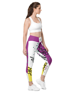 Ditzy plum Crossover leggings with pockets