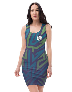 Green blue lined Cut & Sew Dress