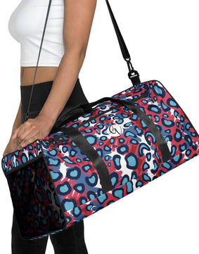 Red Blue Leopard Pattern Duffle bag