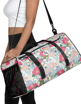 Iguana green floral Duffle bag