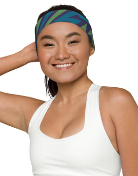 Blue green lined Headband