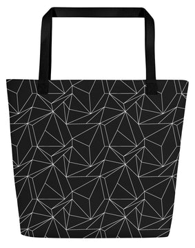 Black and White Abstract All-Over Print Large Tote Bag