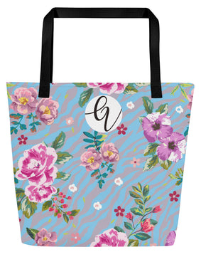 Orchid floral pattern All-Over Print Large Tote Bag