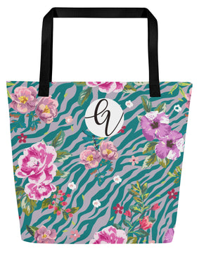 Orchid floral pattern All-Over Print Large Tote Bag