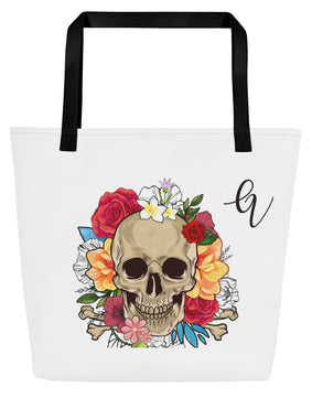 Skeletal Flower All-Over Print Large Tote Bag