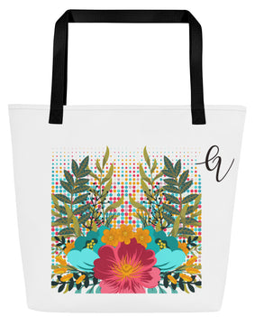 Floral frame All-Over Print Large Tote Bag