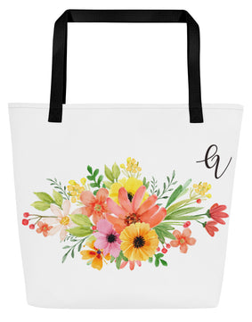 spring florals All-Over Print Large Tote Bag