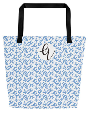 Vintage All-Over Print Large Tote Bag