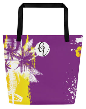 Purple Yellow  summers All-Over Print Large Tote Bag