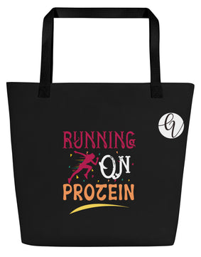 Running on Protein All-Over Print Large Tote Bag