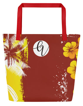 Brown Yellow summers All-Over Print Large Tote Bag