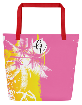 Pink yellow summers All-Over Print Large Tote Bag