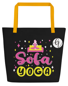 Sofa yoga All-Over Print Large Tote Bag