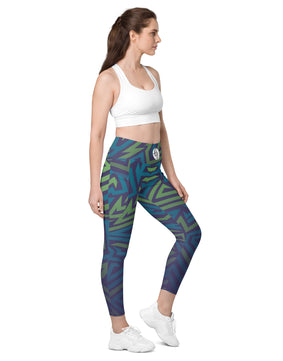 Blue green lined Leggings with pockets