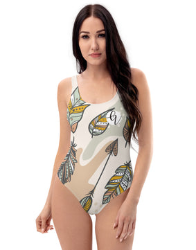 Feather floral One-Piece Swimsuit