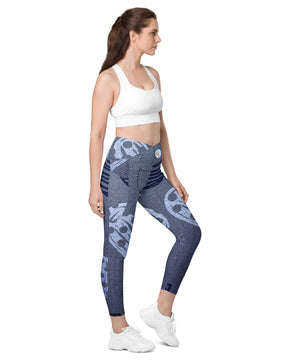 Grey hearted Crossover leggings with pockets