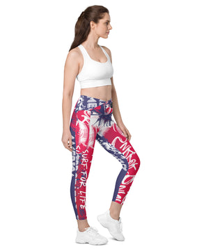 Blue summers Crossover leggings with pockets