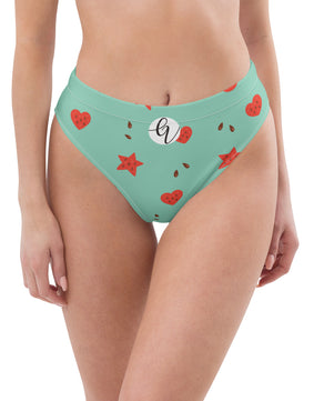 Watermelon heart high-waisted bikini bottom