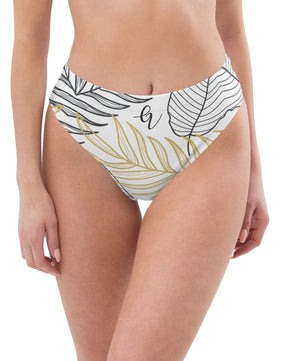 Feather floral high-waisted bikini bottom