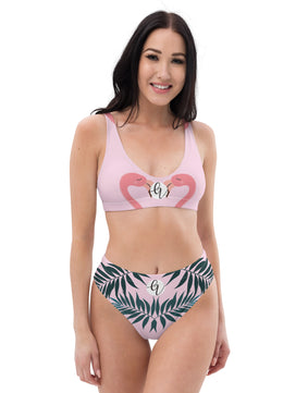 Flamingos high-waisted bikini