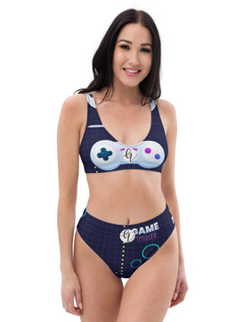 Game printed high-waisted bikini