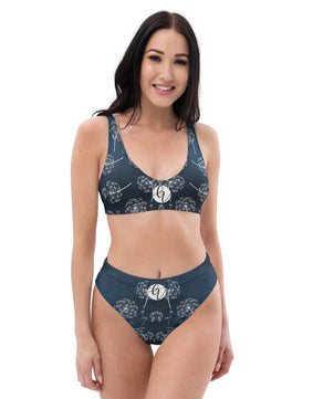 Blue reindeer high-waisted bikini