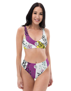 Ditzy plum high-waisted bikini