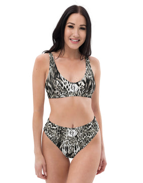 snow leopard Recycled high-waisted bikini