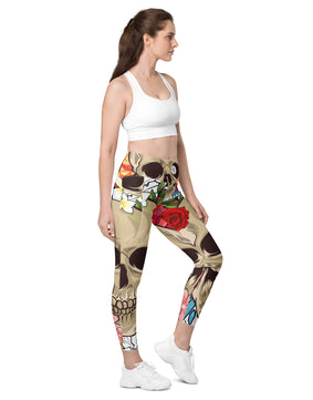 Skeletal pattern Leggings with pockets