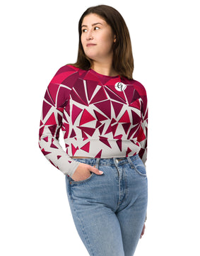 red ruby mosaic Recycled long-sleeve crop top