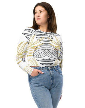 palm leaves Recycled long-sleeve crop top