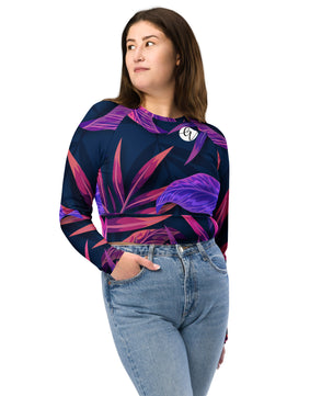 Jurassic jungle Recycled long-sleeve crop top