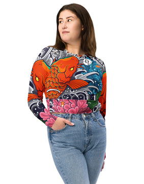 koi fish Recycled long-sleeve crop top