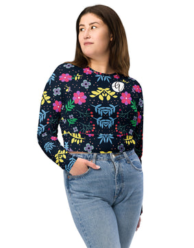 colorful ditsy Recycled long-sleeve crop top