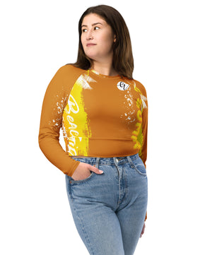 Yellow surf for life summers Recycled long-sleeve crop top