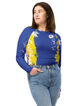 Blue yellow summer sports Recycled long-sleeve crop top