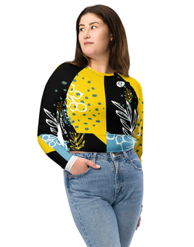 Yellow floral  Recycled long-sleeve crop top