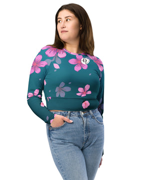 Cherry blossom Recycled long-sleeve crop top