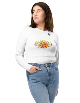 spring florals Recycled long-sleeve crop top