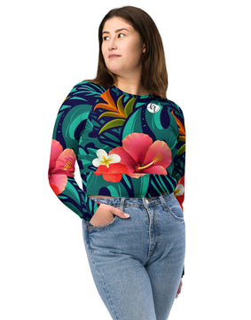 floral seamless pattern Recycled long-sleeve crop top