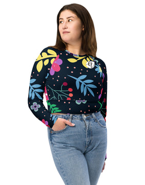 colorful ditsy Recycled long-sleeve crop top