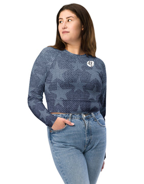 Grey stars Recycled long-sleeve crop top