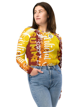 Brown and yellow summers Recycled long-sleeve crop top