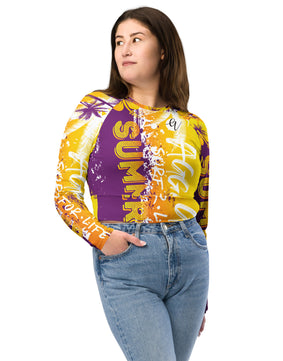 purple yellow summers Recycled long-sleeve crop top